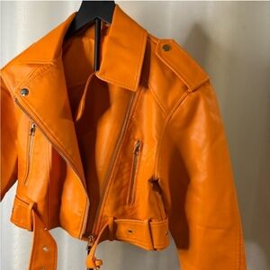 Orange Women's Leather Jacket
